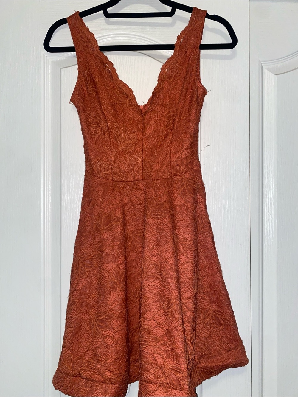 Fit & Flare Lace Dress in Rust Orange